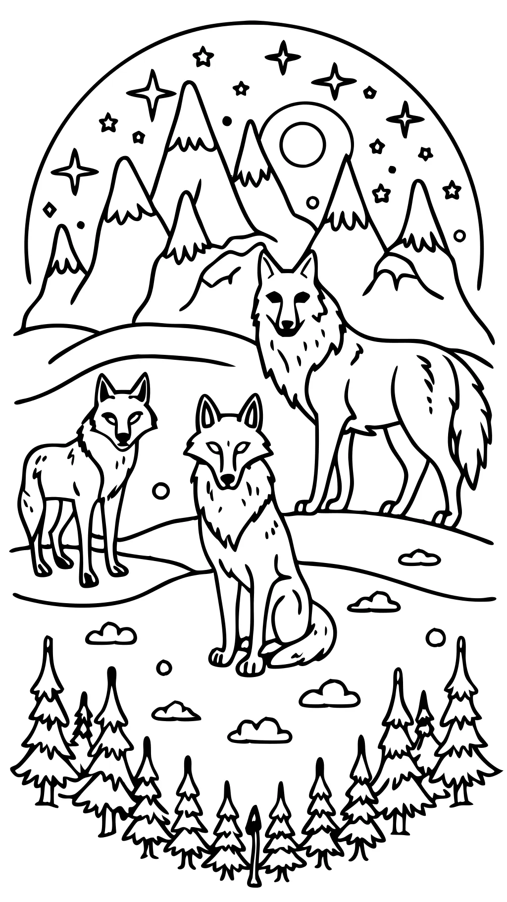 wolf pack coloring pages